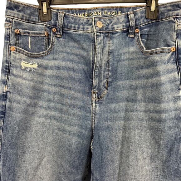 American Eagle Super High Rise Flare Medium Wash Next Level Stretch Jeans sz 14 - Picture 5 of 16